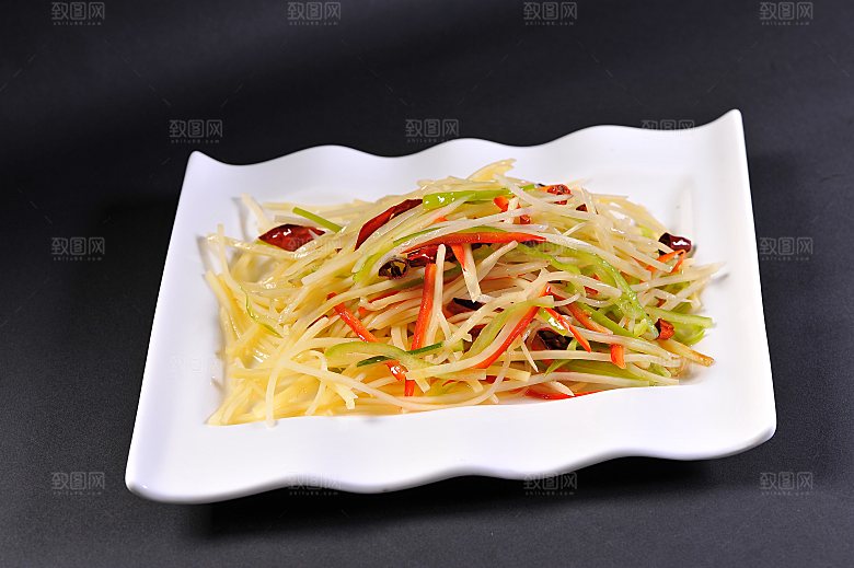高清美食菜品酸辣土豆丝炒菜JPG图片素材