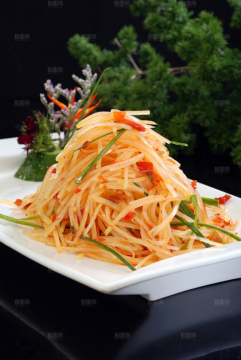 高清美食菜品酸辣土豆丝炒菜JPG图片素材