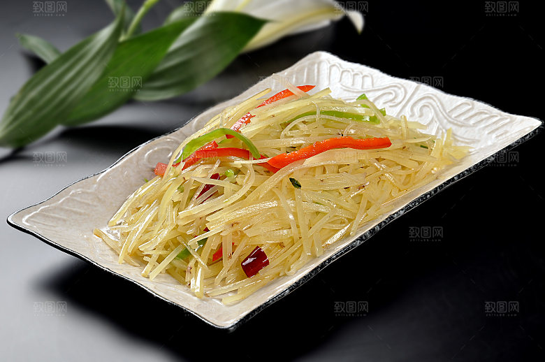高清美食菜品酸辣土豆丝炒菜JPG图片素材