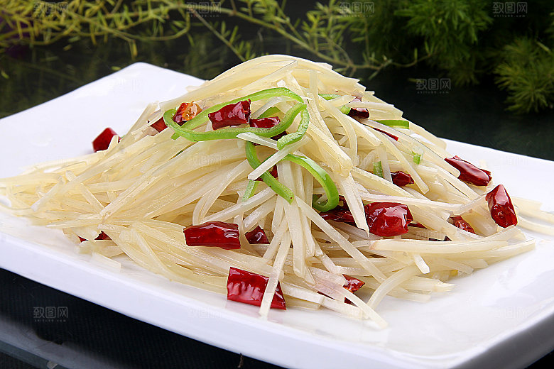 高清美食菜品酸辣土豆丝炒菜JPG图片素材