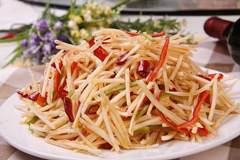 高清美食菜品酸辣土豆丝炒菜JPG图片素材