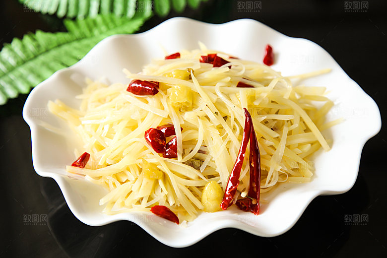 高清美食菜品酸辣土豆丝炒菜JPG图片素材