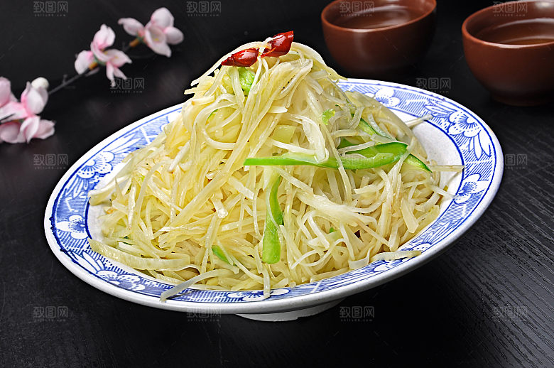 高清美食菜品酸辣土豆丝炒菜JPG图片素材
