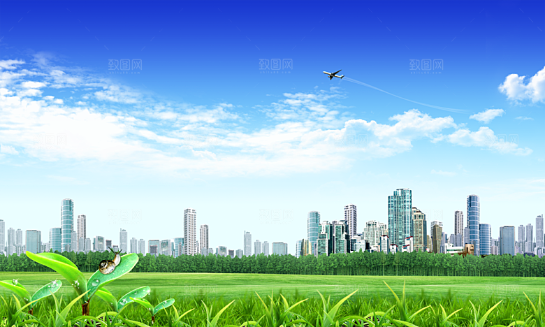 蓝天白云云朵绿色草地蓝色天空高清海报背景