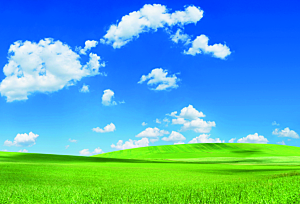 蓝天白云云朵绿色草地蓝色天空高清海报背景