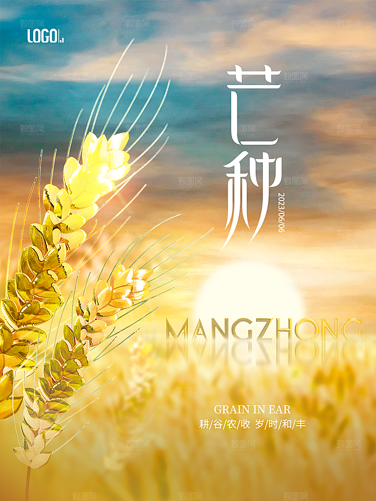 芒种节气简约大气海报