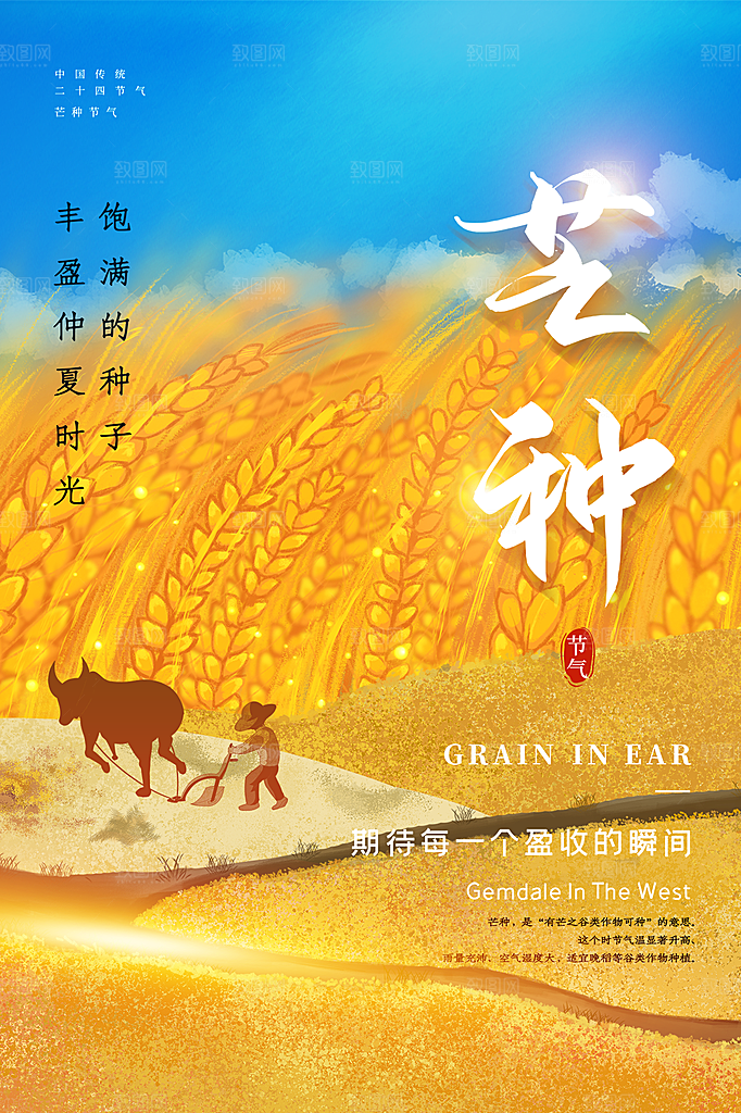 中国传统节气芒种海报模板