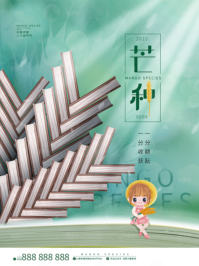 芒种节气简约大气海报