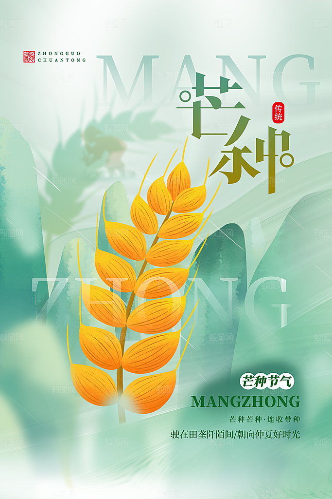芒种节气简约大气海报
