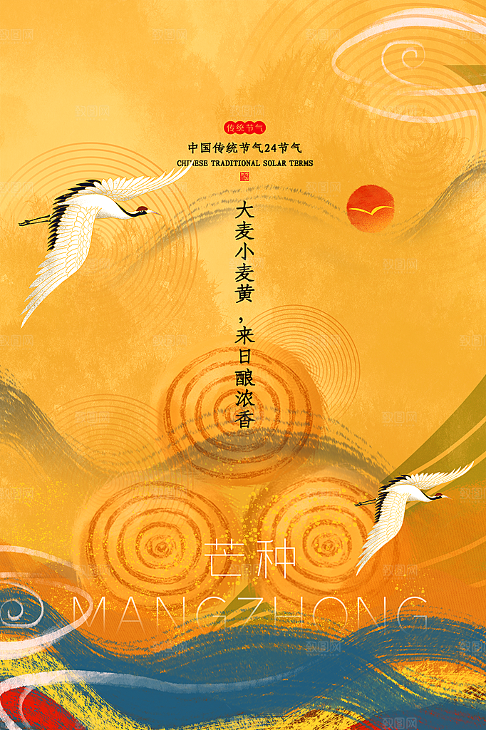 芒种节气简约大气海报