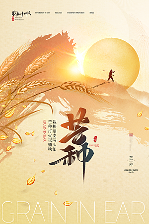 中国传统节气芒种海报模板