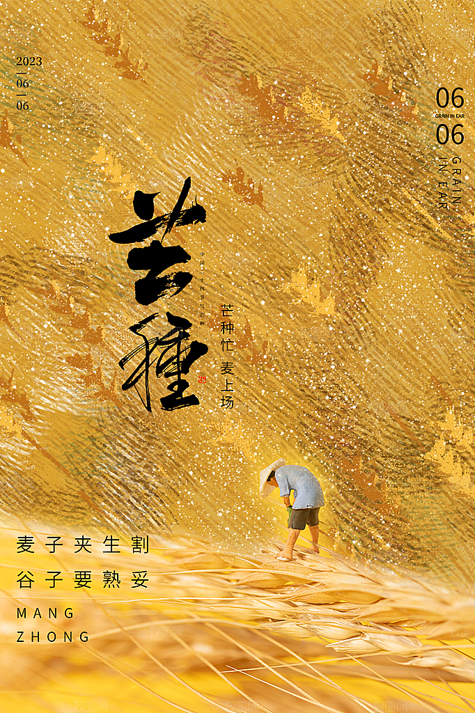 中国传统节气芒种海报模板