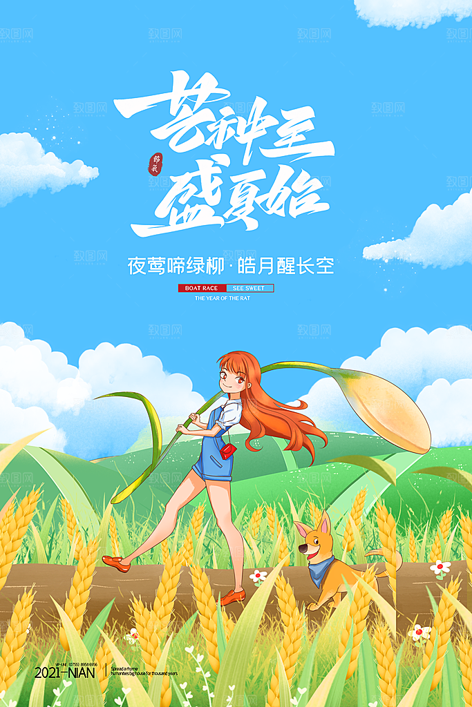 芒种节气简约大气海报