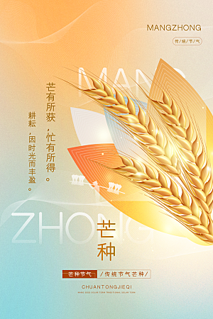 中国传统节气芒种海报模板