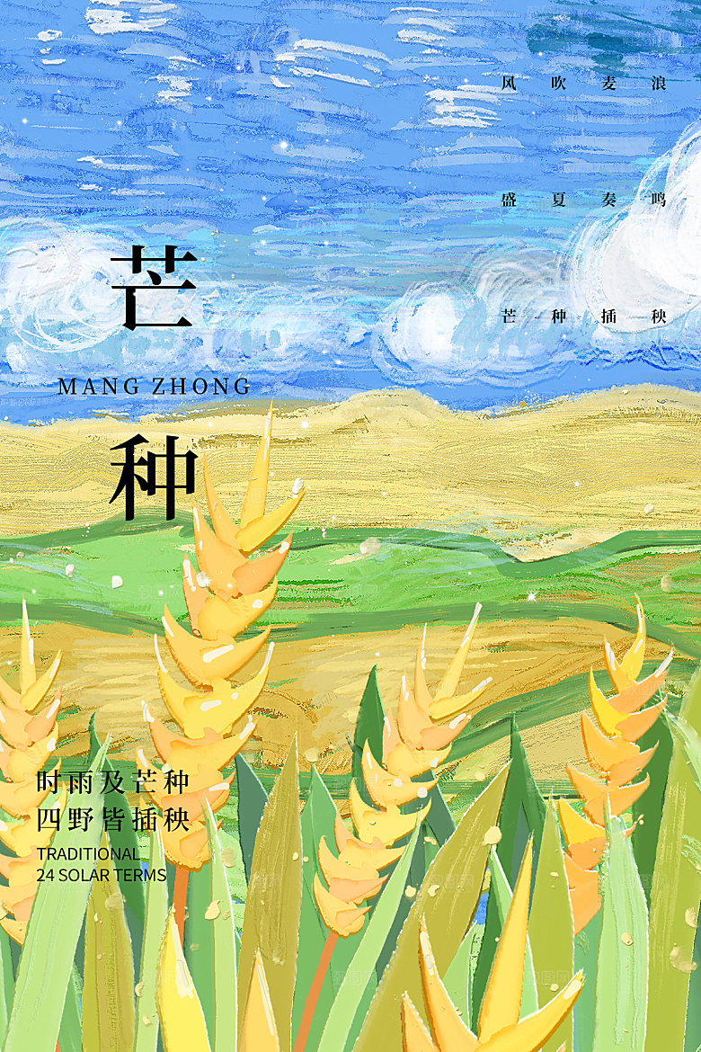 中国传统节气芒种海报模板