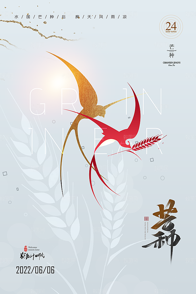 芒种节气简约大气海报