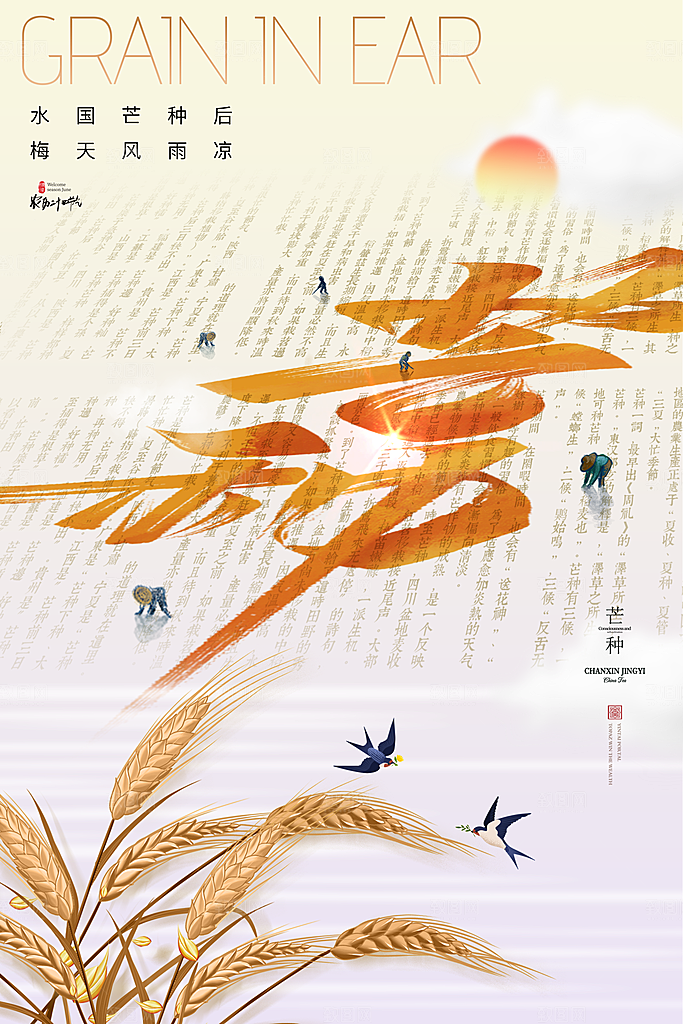 中国传统节气芒种海报模板