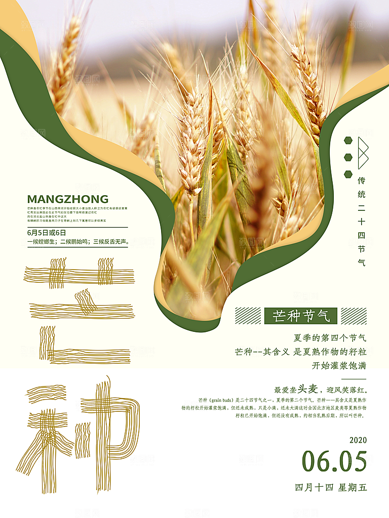 中国传统节气芒种海报模板