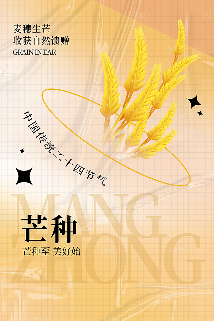 中国传统节气芒种海报模板