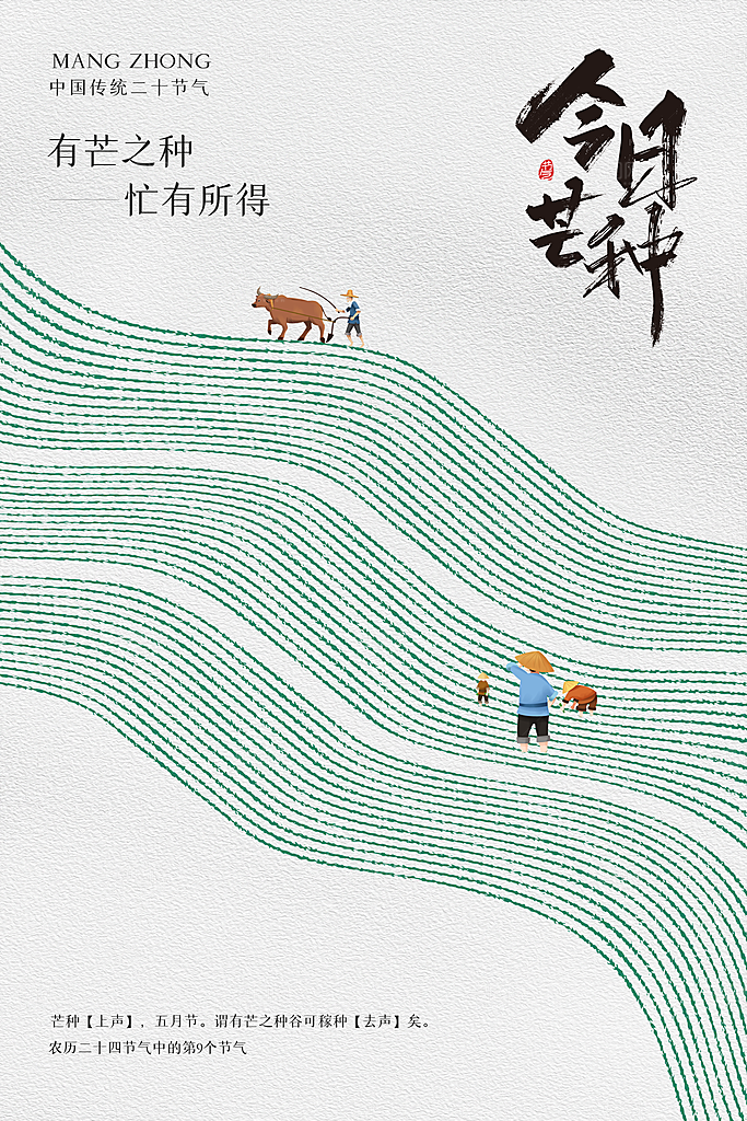 中国传统节气芒种海报模板
