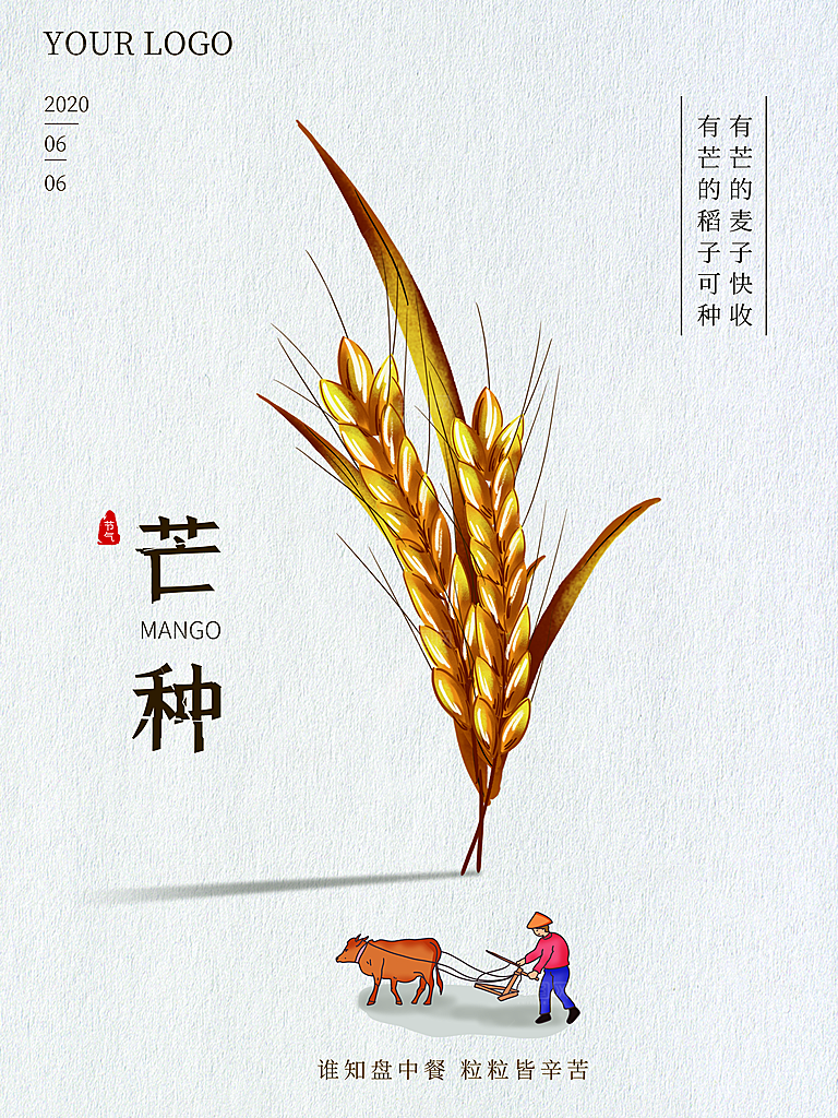 芒种节气简约大气海报