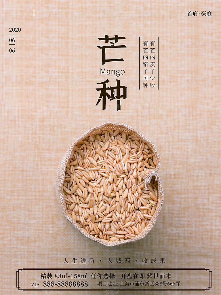 中国传统节气芒种海报模板