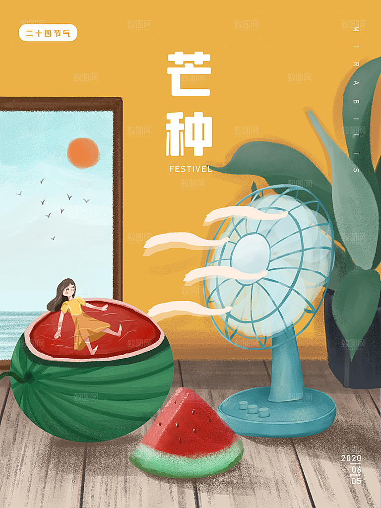 芒种节气简约大气海报