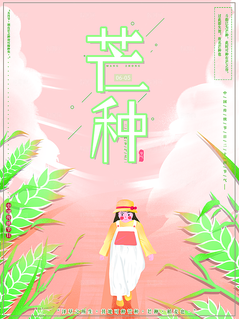 芒种节气简约大气海报