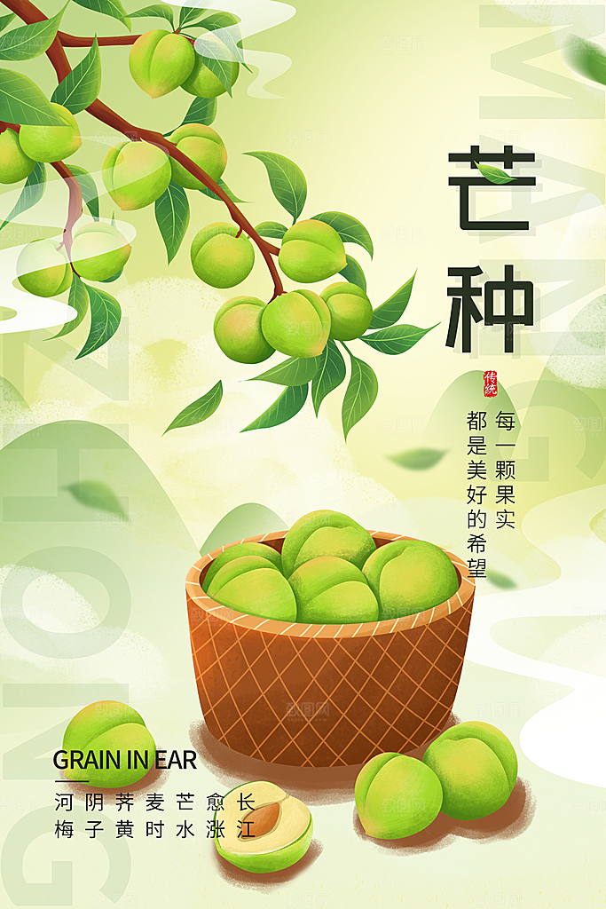 芒种节气简约大气海报