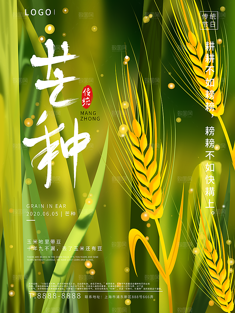 中国传统节气芒种海报模板