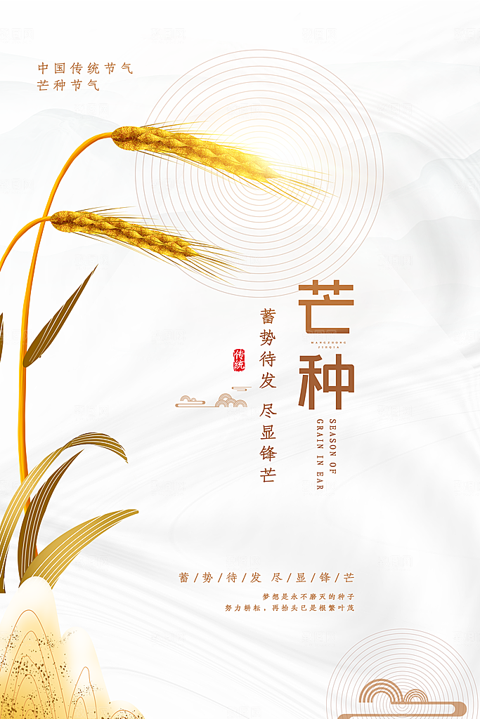 中国传统节气芒种海报模板