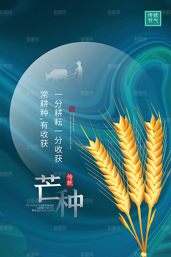 中国传统节气芒种海报模板
