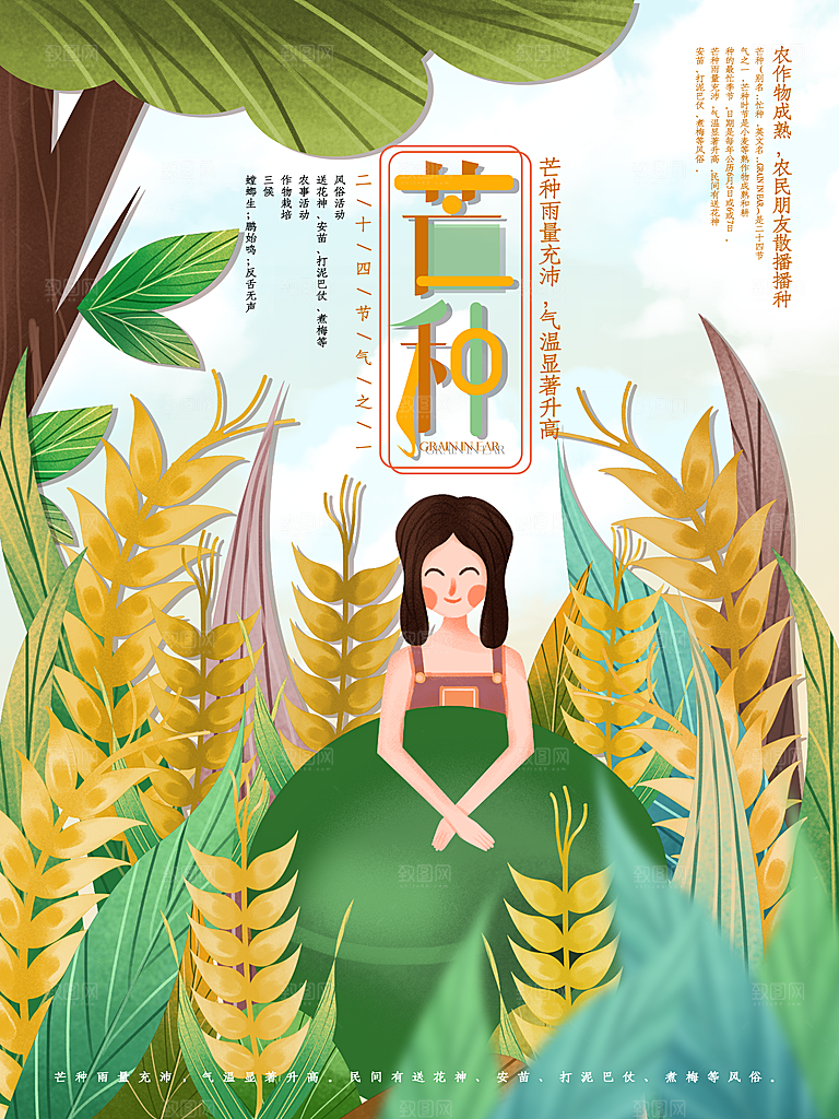 芒种节气简约大气海报