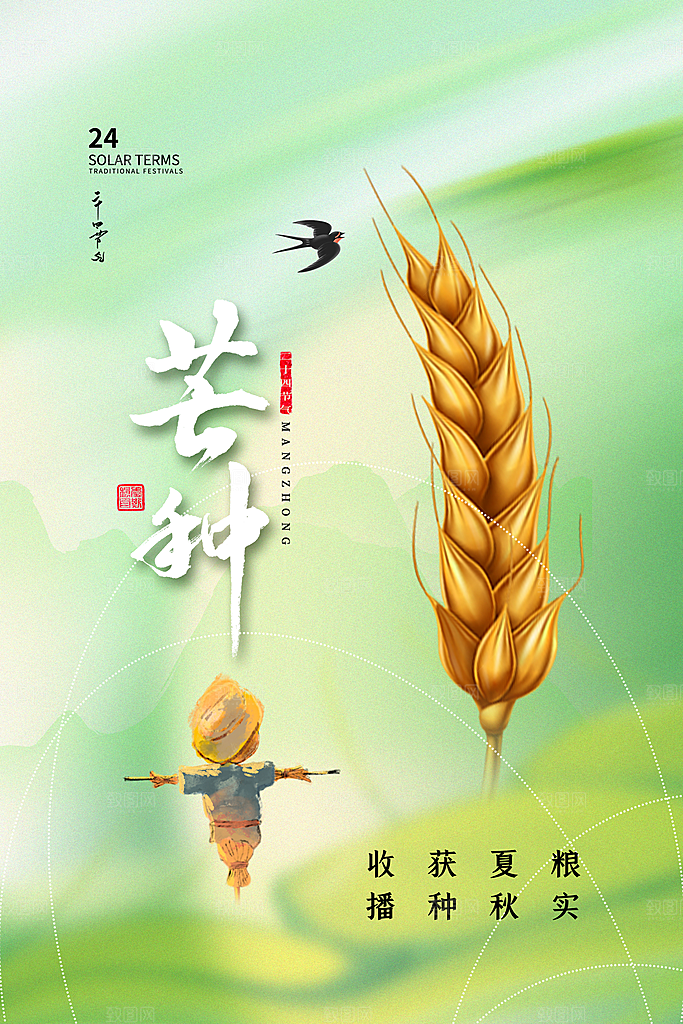 芒种节气简约大气海报