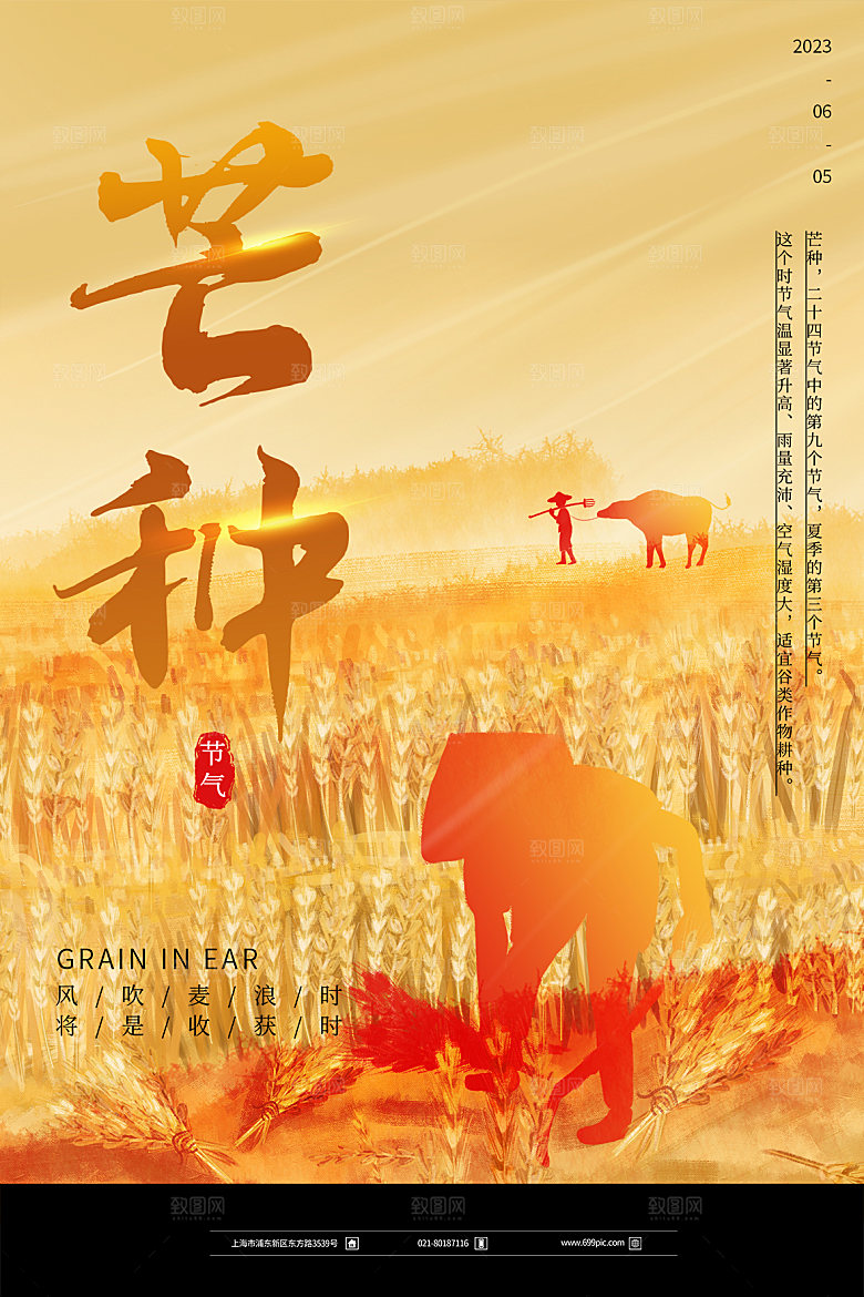 中国传统节气芒种海报模板