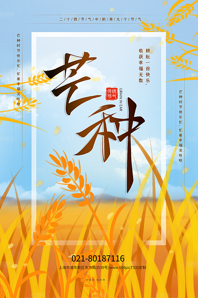 中国传统节气芒种海报模板