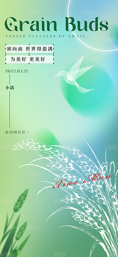 小满节气小满海报