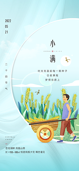 小满节气小满海报