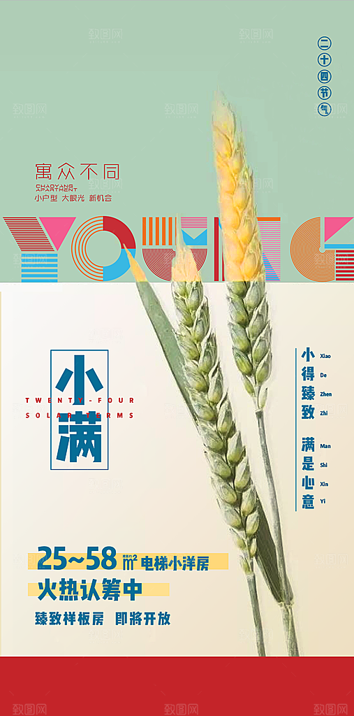 小满节气小满海报