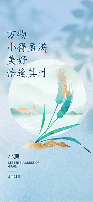 小满节气小满海报