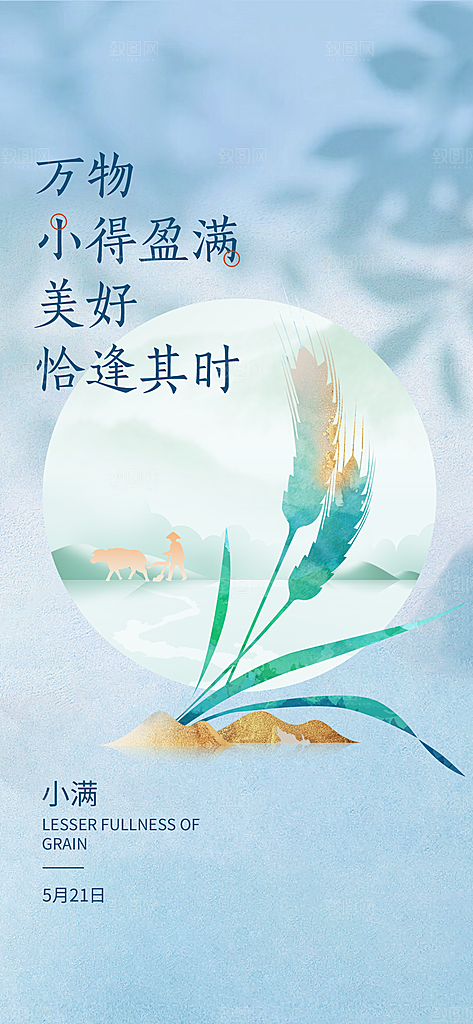 小满节气小满海报