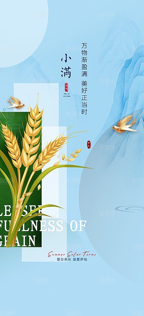 小满节气小满海报