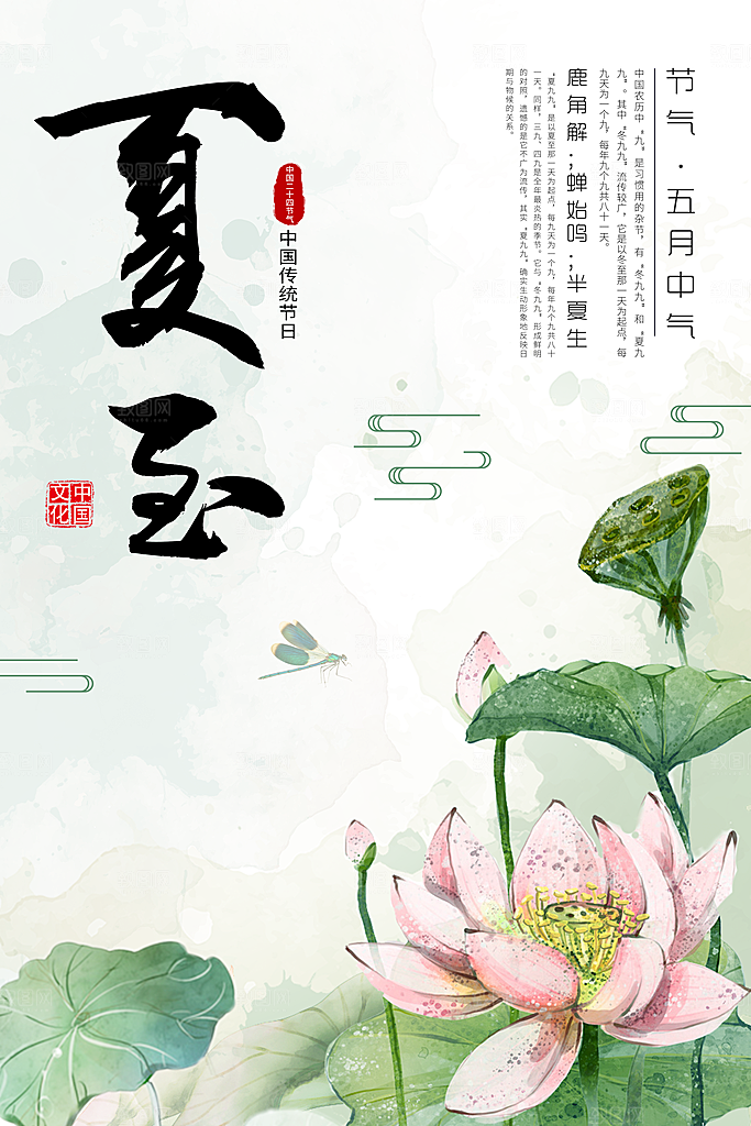 中国传统节气夏至海报模板