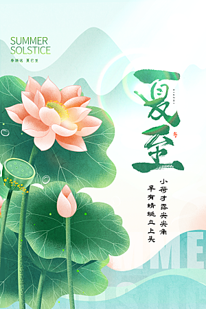 中国传统节气夏至海报模板