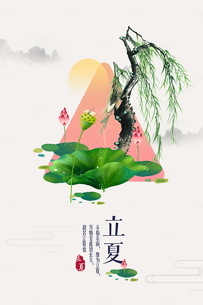 中国传统节气夏至海报模板
