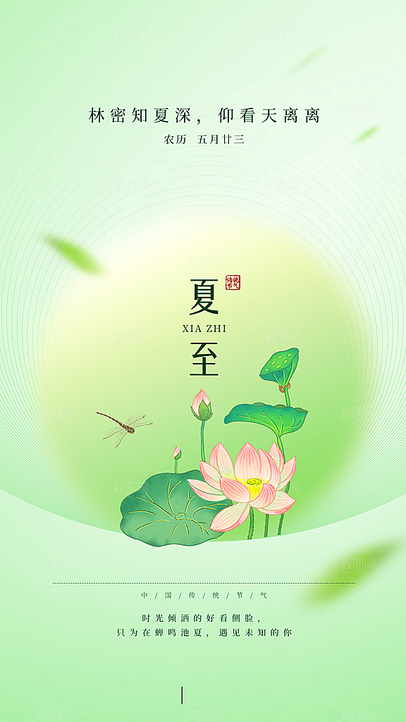 中国传统节气夏至海报模板