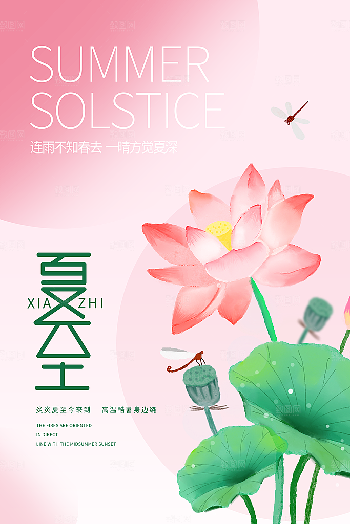 夏至节气简约大气海报