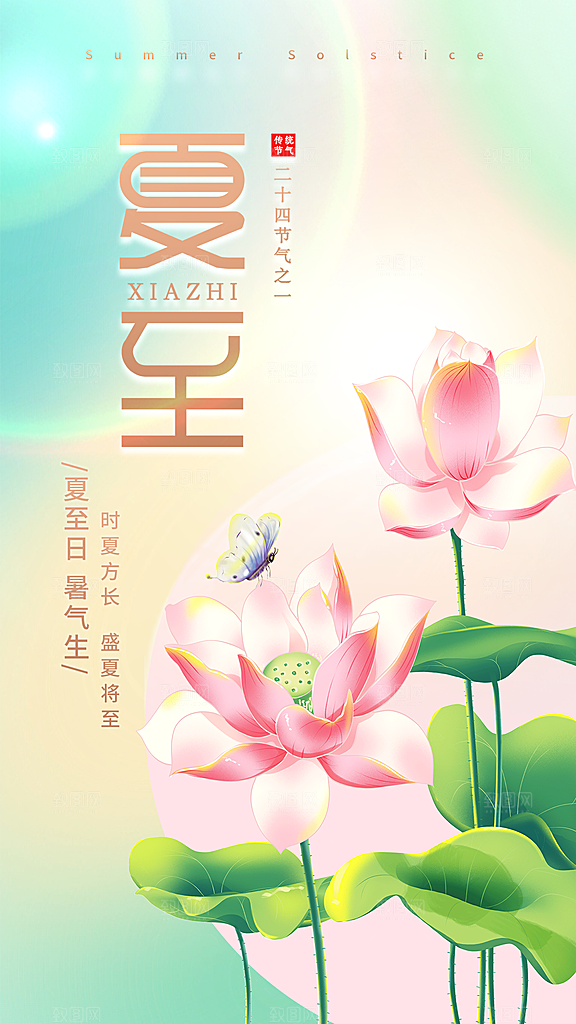 中国传统节气夏至海报模板