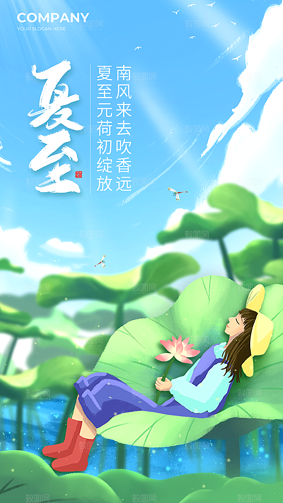 中国传统节气夏至海报模板