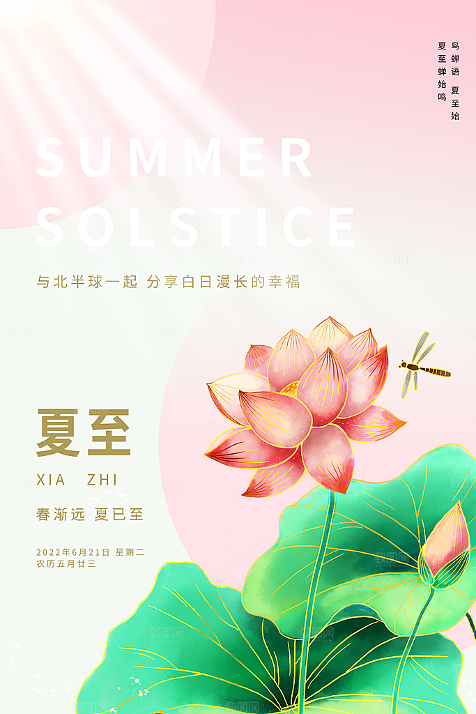 中国传统节气夏至海报模板